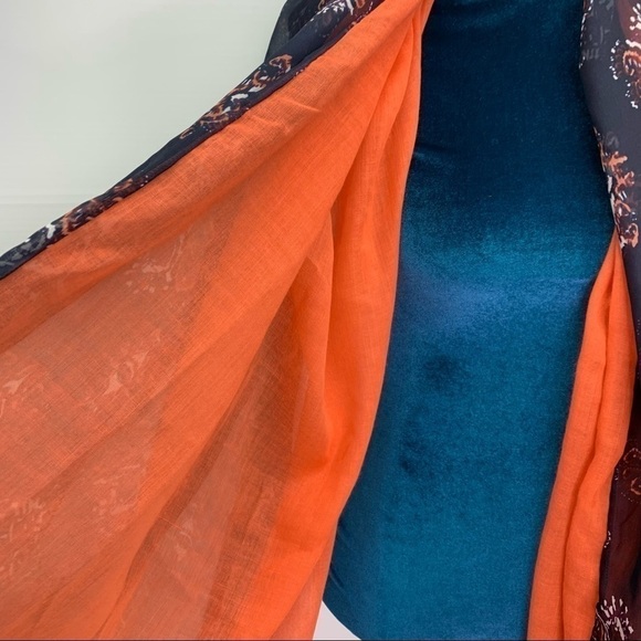 Boho Scarf Double Sheer Layer 74" Long Floral Medallion - Picture 9 of 9